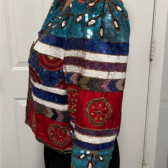 Vintage Lesley Fay Evenings sequin jacket size PL - Picture 6 of 8